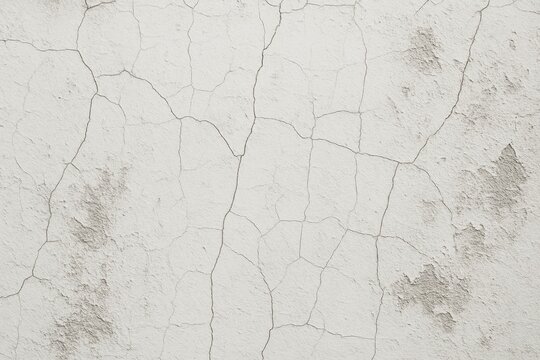 White cracked paint wall with stains