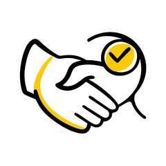 Fototapeta premium Handshake symbolizing agreement with check mark icon 