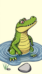 Fototapeta premium Playful Crocodile – Friendly Cartoon Reptile with Big Personality