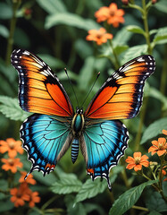 Fototapeta premium Monarch Butterfly on Orange Blossom – Stunning Macro of Nature’s Elegance