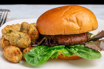portobello mushroom burger with broccoli tots