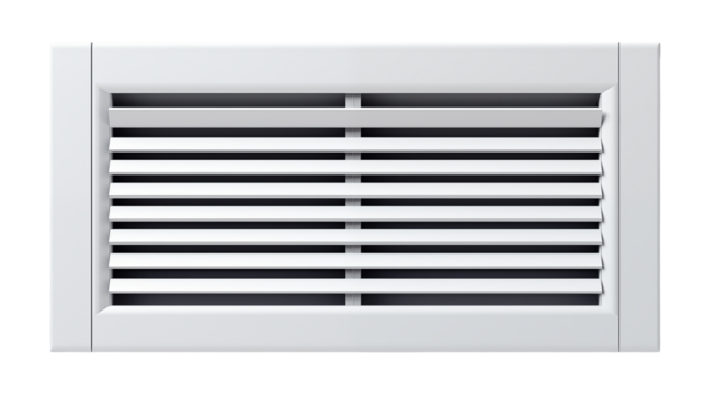 The white rectangular air vent showcases clean design isolated on transparent background