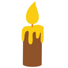 burning candle on a white background