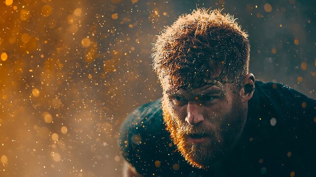 Rugby Player Intense Focus Grit Determination