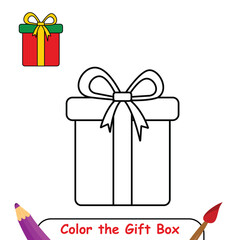 Christmas gift box coloring pages for kids. color the gift box. gift box on white background. Kindergarten and preschool worksheets printable for kids