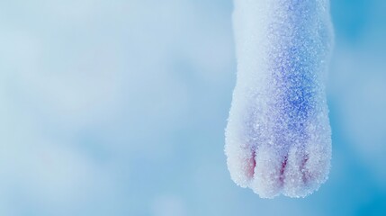 Fototapeta premium Macro Foot Covered in Sugar Crystals, Winter Texture