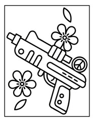 vector illustration of groovy summer coloring pages