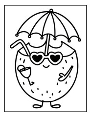 vector illustration of groovy summer coloring pages