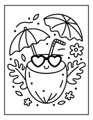 vector illustration of groovy summer coloring pages