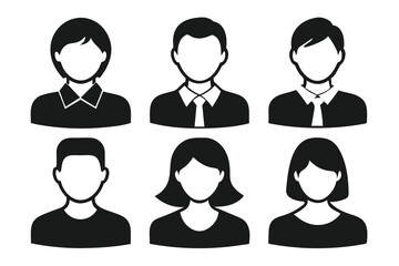 Fototapeta premium Faceless monochrome silhouette icons showcase diverse professionals wearing business and casual attire in a vector