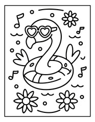 vector illustration of groovy summer coloring pages