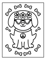 vector illustration of groovy summer coloring pages