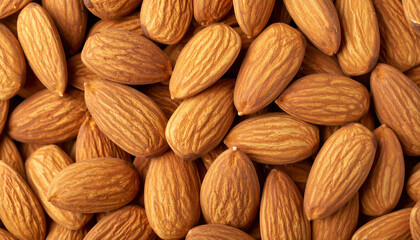 Fototapeta premium Top View of Whole Almonds Cluster