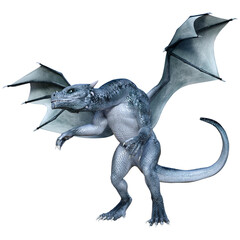 3D Rendering Fairy Tale Dragon on White