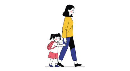 Obraz premium Mother and child walking together a heartwarming connection between parent and kid