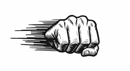 Fototapeta premium Powerful Black and White Fist Illustration with Dynamic Effect