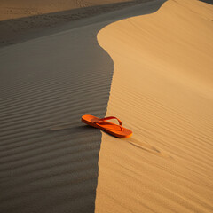 Desert Landscape Sand Dune Texture and Single FlipFlop