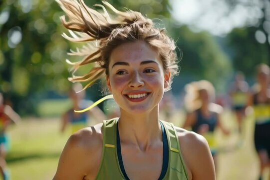 L&auml;uferin w&auml;hrend eines Marathons