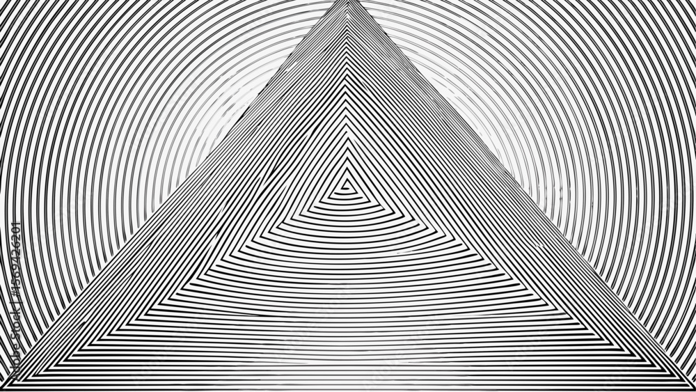 Poster abstract geometric optical illusion with concentric circles and a triangle