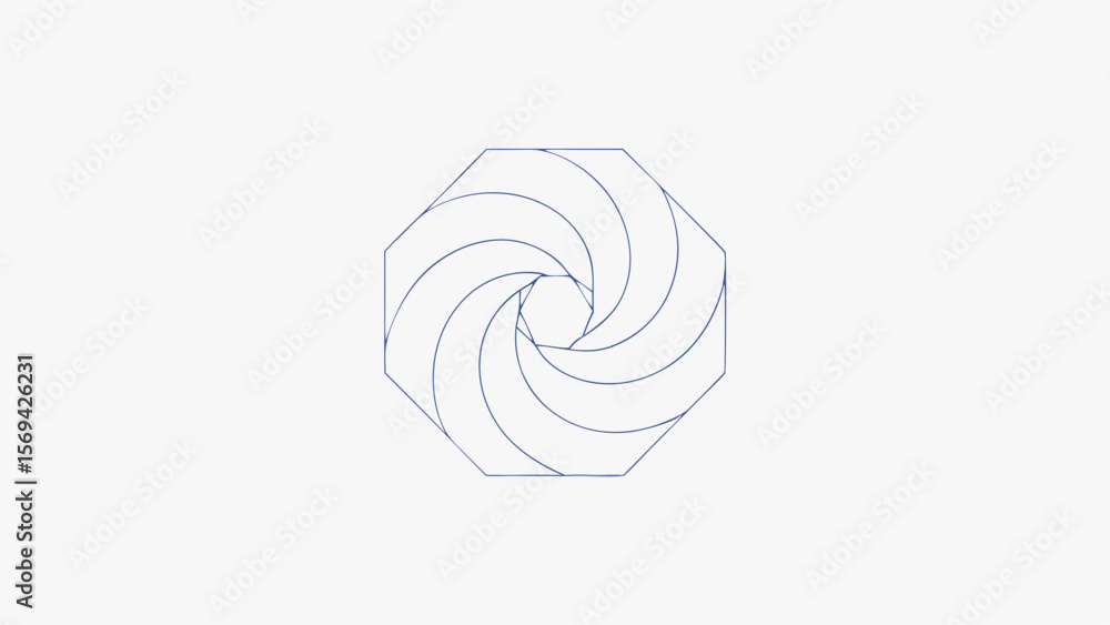 Poster abstract geometric octagon with swirling lines creating a vortex effect