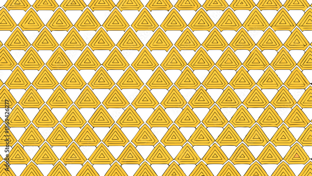 Aufkleber geometric pattern of repeating yellow triangles with black outlines on a white background