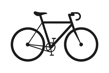 Fototapeta premium Minimalist black outline depicts a road bicycle with two wheels against white backdrop