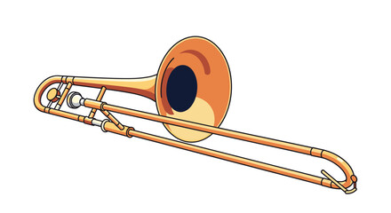 Obraz premium Golden trombone brass musical instrument for jazz band performance practice study