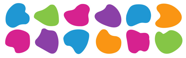 Naklejka premium Irregular text box vector set colorful. Minimal futuristic shape for logotype, presentation, flyer, poster, web, print, social media post. Dynamic fluid abstract background vector