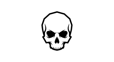 Fototapeta premium Minimalist Skull Icon: Bold Black and White Design