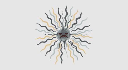 Angry Sunburst: Abstract Character with Wavy Rays