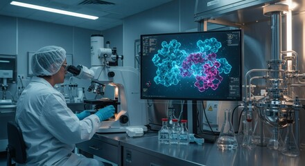 Microscopic Research Unveiling Molecular Structures in a Modern Lab