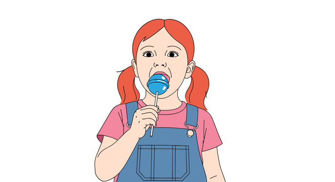 Young girl enjoys delicious blue popsicle on a warm summer day - Powered by Adobe