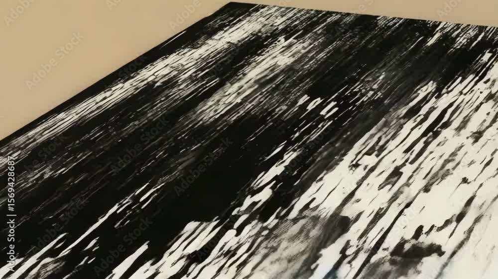 Aufkleber abstract background with red and black paint strokes creating a grunge texture on a beige canvas