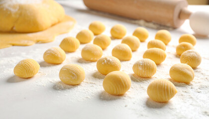 Artisanal Dough Balls: An appealing display of handcrafted dough balls sits on a floured surface, a testament to culinary craftsmanship.