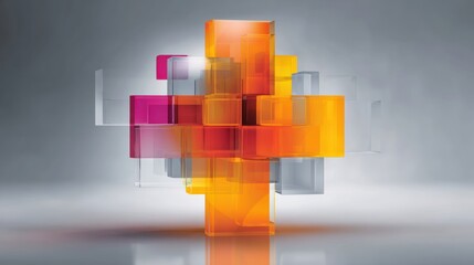 Abstract composition with translucent cubes creating a modern design concept