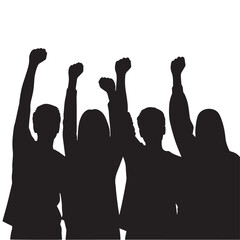 Vector silhouette of a person raising a fist