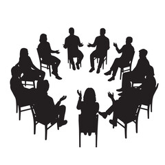 Vector silhouette of company meeting
