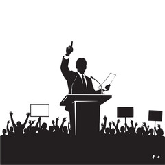 Vector silhouette of a leader giving a speech