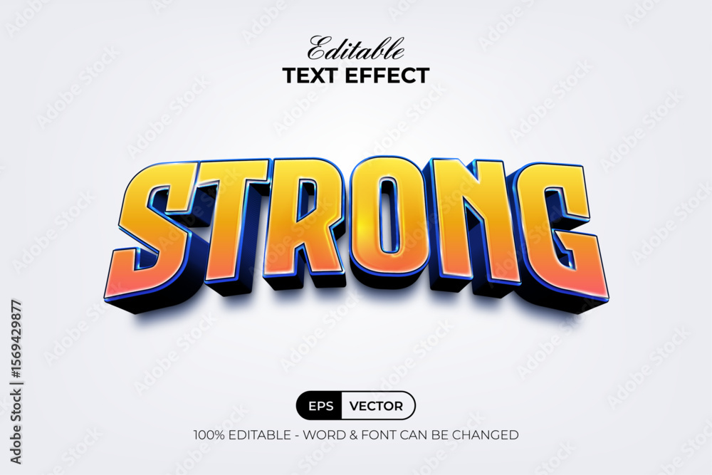 Poster strong editable text effect 3d curved style.