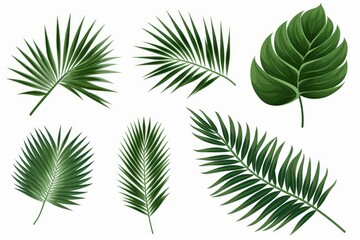 Diverse tropical leaves showcasing unique shapes and textures