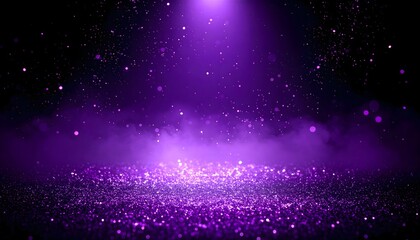 Purple Glitter Background Fine Purple Sparkle Dust Floating Dark Gradient Backdrop image