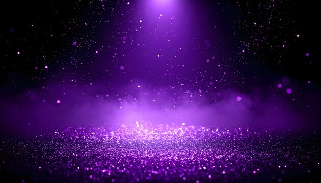 Purple Glitter Background Fine Purple Sparkle Dust Floating Dark Gradient Backdrop image