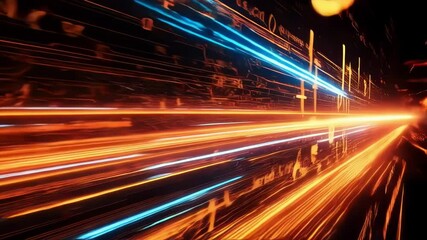 Abstract digital data streams as glowing lines of light and mathematical formulas converge into the future - Powered by Adobe