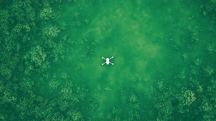 Fototapeta premium Drone Flying Over Green Forest Aerial View