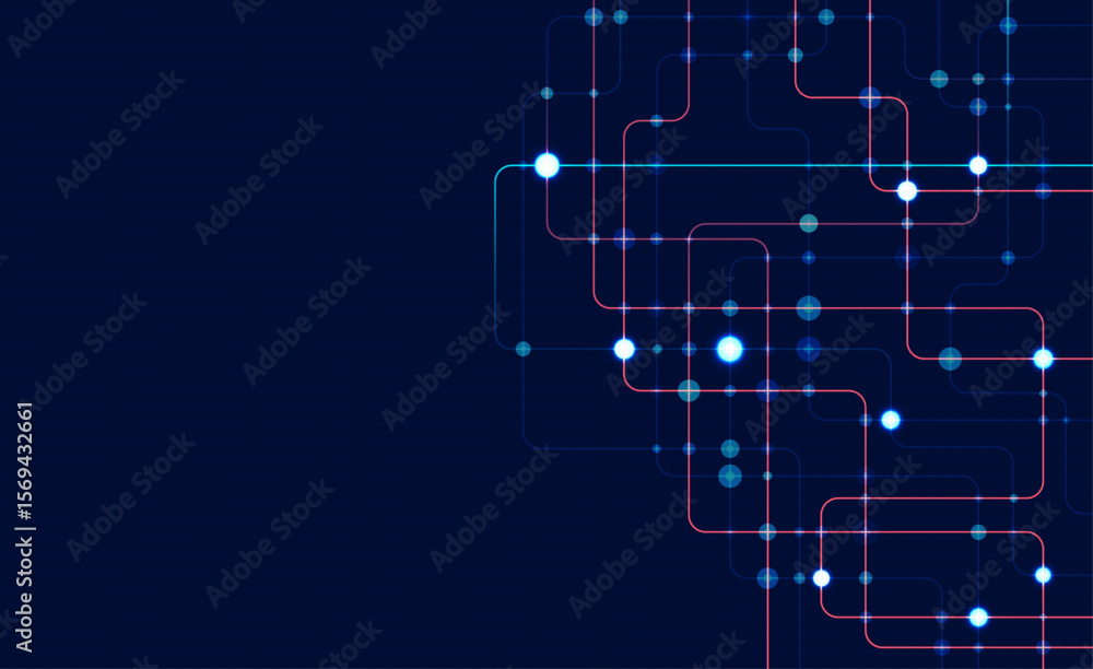 Poster circuit connect lines and dots. network technology and connection concept. decentralized network nod