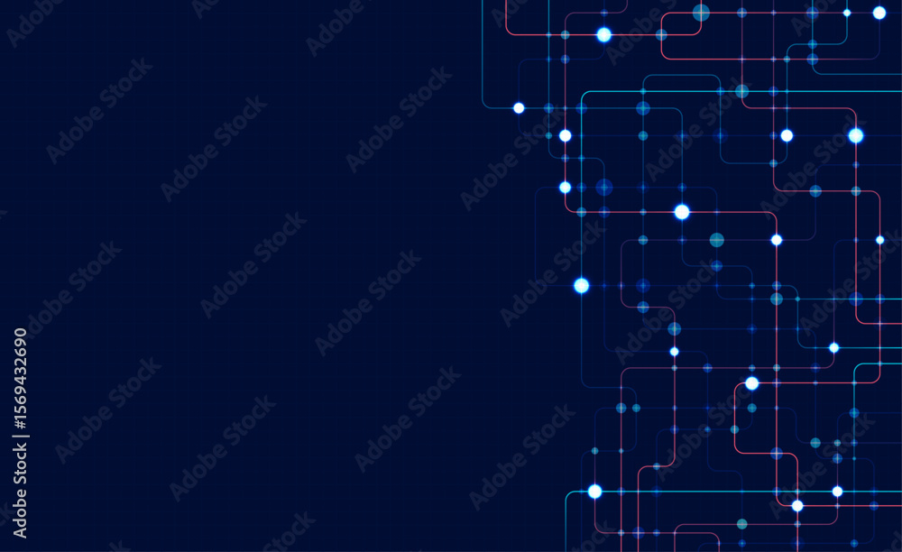 Poster circuit connect lines and dots. network technology and connection concept. decentralized network nod