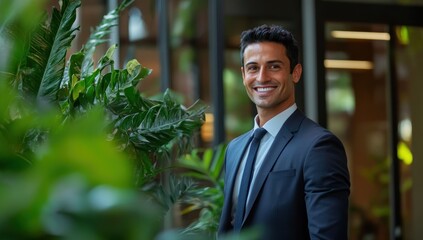 Portrait of a Smiling Businessman in a Modern Office Building