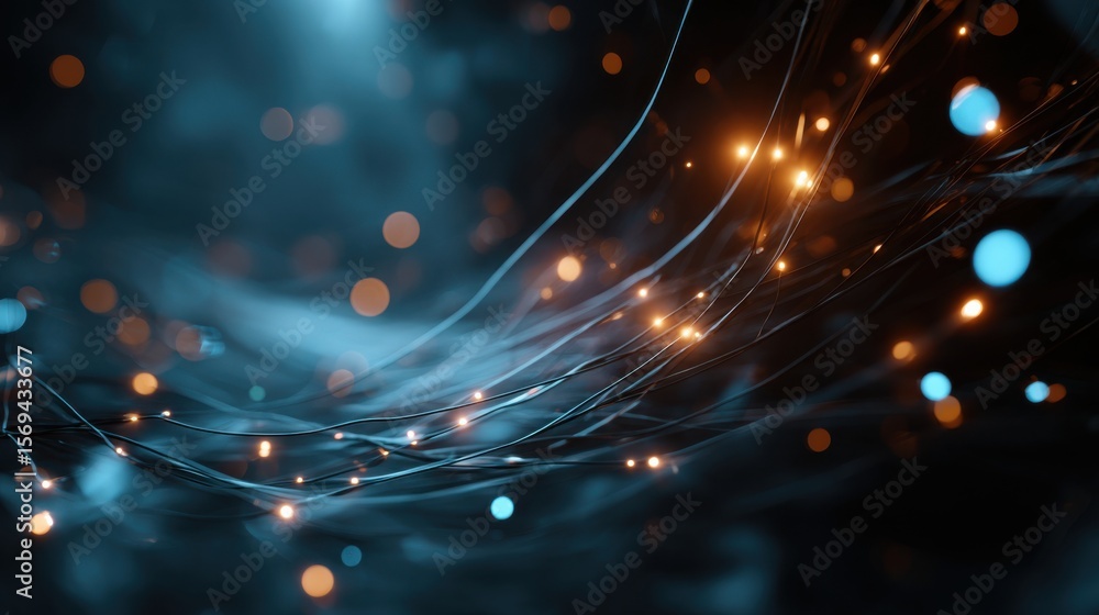 Aufkleber dynamic light interplay abstract space digital art dark environment close-up view visual concept