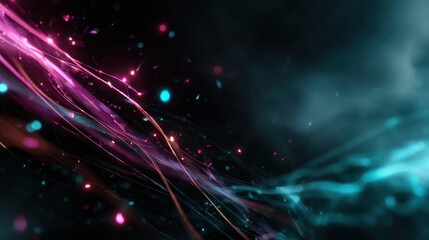 Dynamic light trails abstract digital art dark background close-up vibrant energy flow