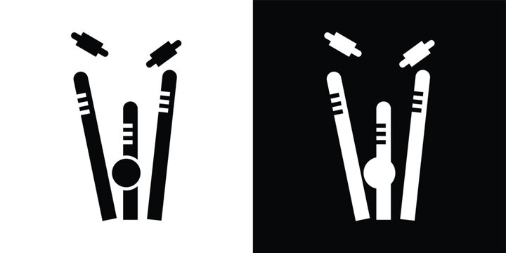 Cricket wicket icon set. Cricket game vector collection isolated on transparent background. cricket tournament wicket out elements template. vintage for clubs and team. Sports sign for web app. Vector